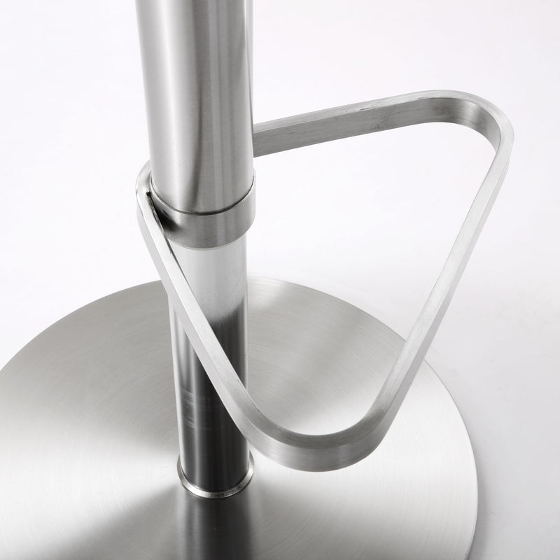 Fano Black Performance Vegan Leather and Stainless Steel Adjustable Barstool