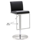 Amalfi Black Vegan Leather Adjustable Stool - UK