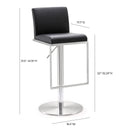 Amalfi Black Performance Vegan Leather Adjustable Stool