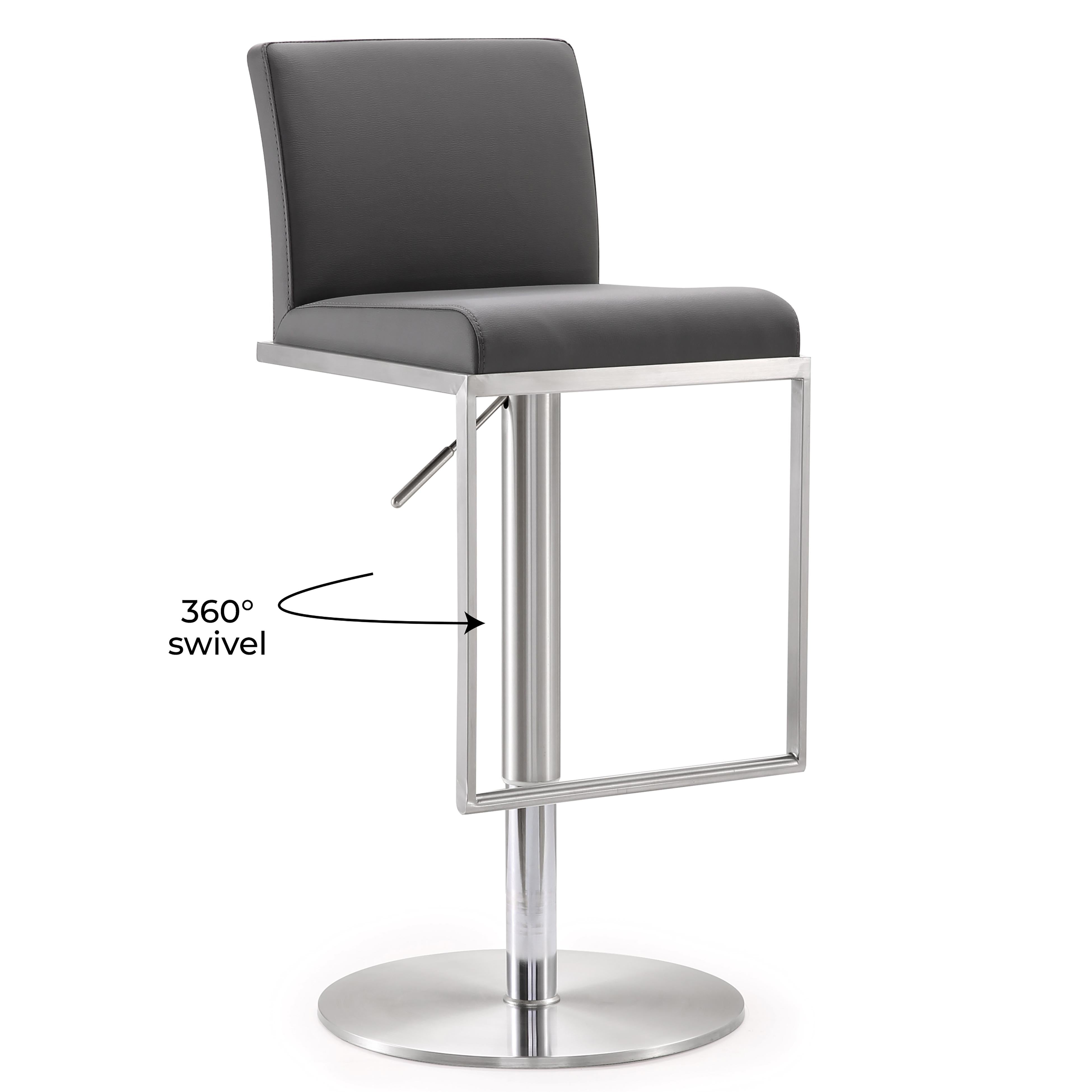 Amalfi Grey Vegan Leather Adjustable Stool - UK