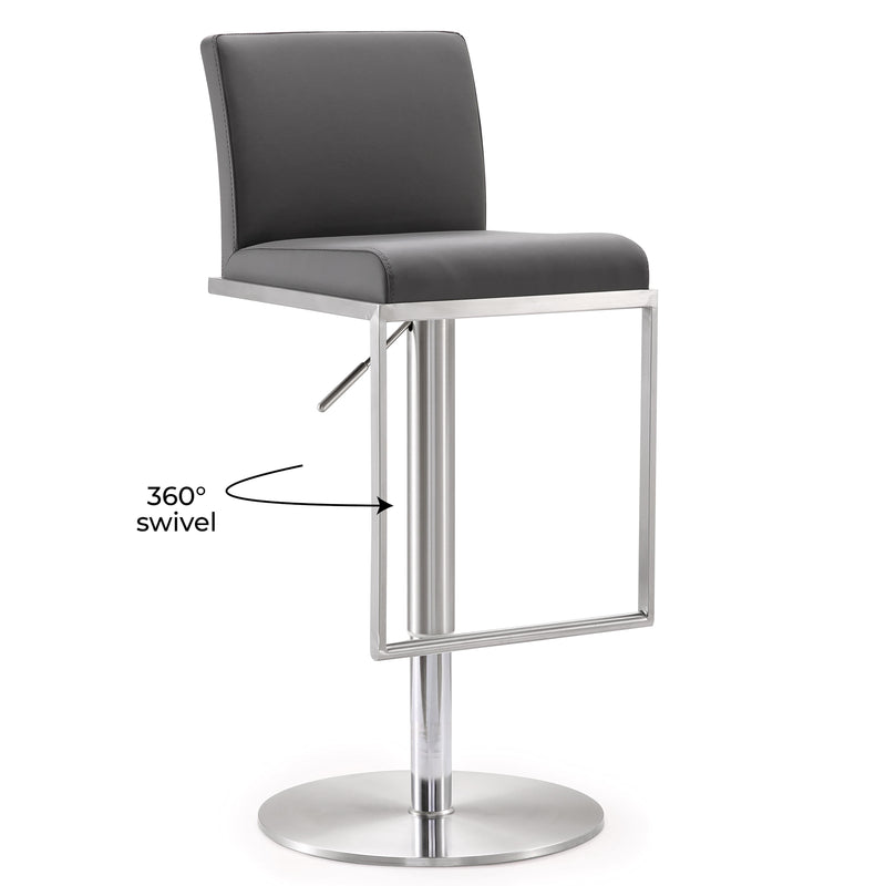 Amalfi Grey Vegan Leather Adjustable Stool - UK