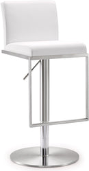 Amalfi White Performance Vegan Leather Adjustable Stool
