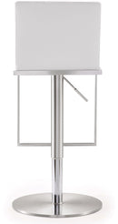 Amalfi White Performance Vegan Leather Adjustable Stool