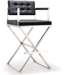 Director Black Performance Vegan Leather and Stainless Steel Barstool