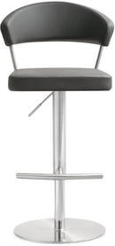 Cosmo Grey Performance Vegan Leather and Stainless Steel Barstool