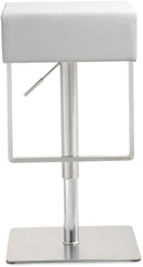 Seville White Performance Vegan Leather and Stainless Steel Adjustable Barstool
