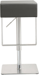 Seville Grey Performance Vegan Leather and Stainless Steel Adjustable Barstool