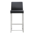 Denmark Black Performance Vegan Leather and Stainless Steel Counter Stool - Set of 2