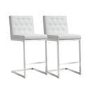 Helsinki White Performance Vegan Leather and Stainless Steel Counter Stool - Set of 2