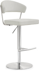 Cosmo Light Grey Performance Vegan Leather and Stainless Steel Barstool