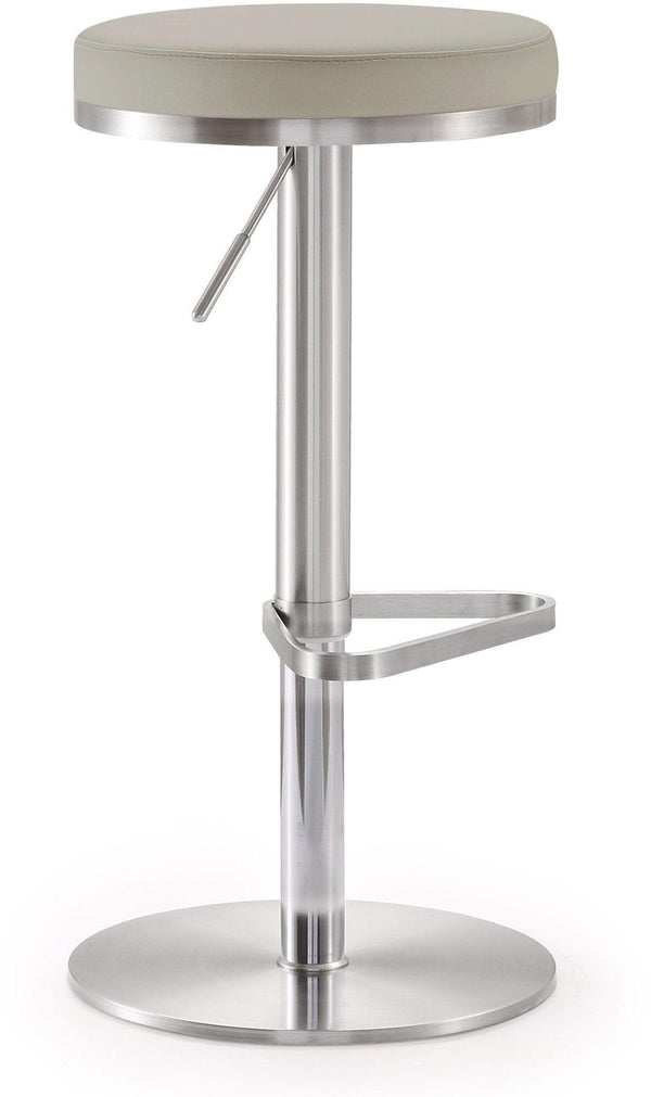 Fano Light Grey Performance Vegan Leather and Stainless Steel Barstool