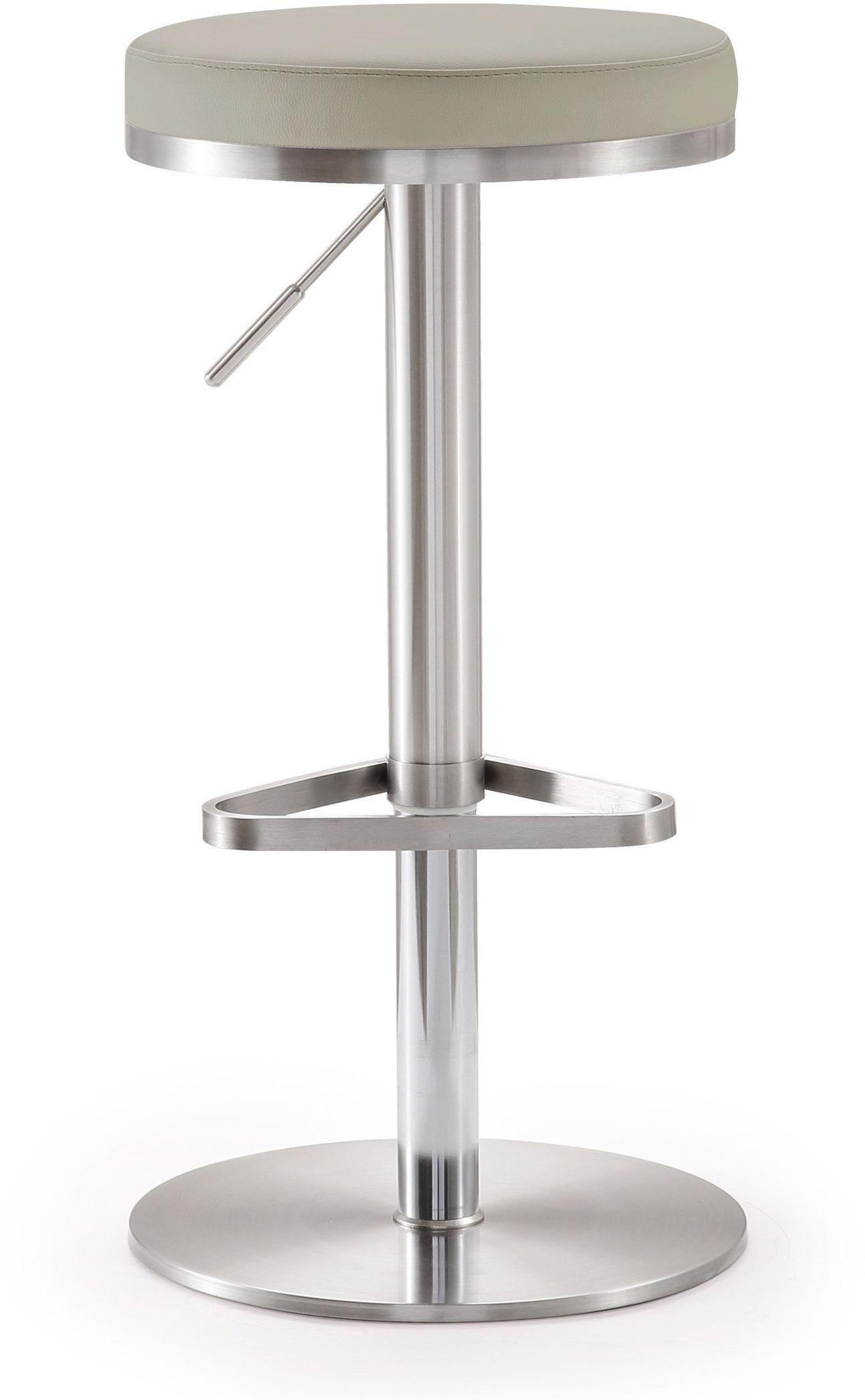 Fano Light Grey Performance Vegan Leather and Stainless Steel Barstool