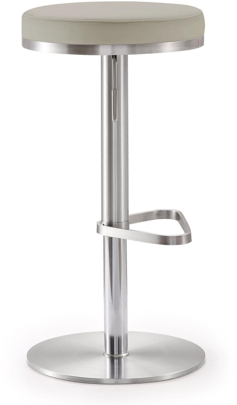 Fano Light Grey Performance Vegan Leather and Stainless Steel Barstool