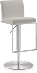Amalfi Light Grey Performance Vegan Leather Stool