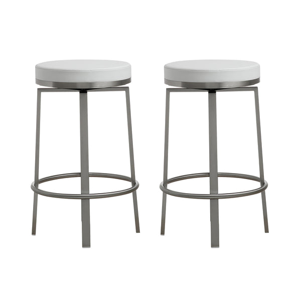 Pratt White Performance Vegan Leather Swivel Counter Stool - Set of 2