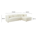 Callie Cream Velvet Sectional - RAF