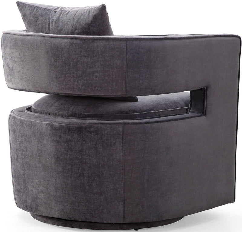 Kennedy Grey Textured Velvet Swivel Chair