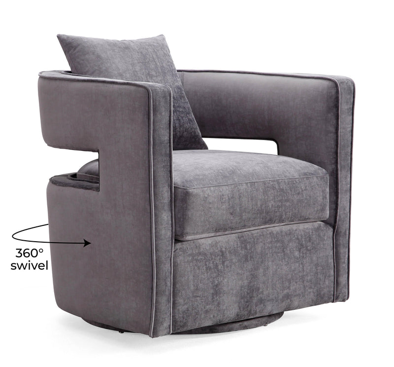 Kennedy Grey Textured Velvet Swivel Chair