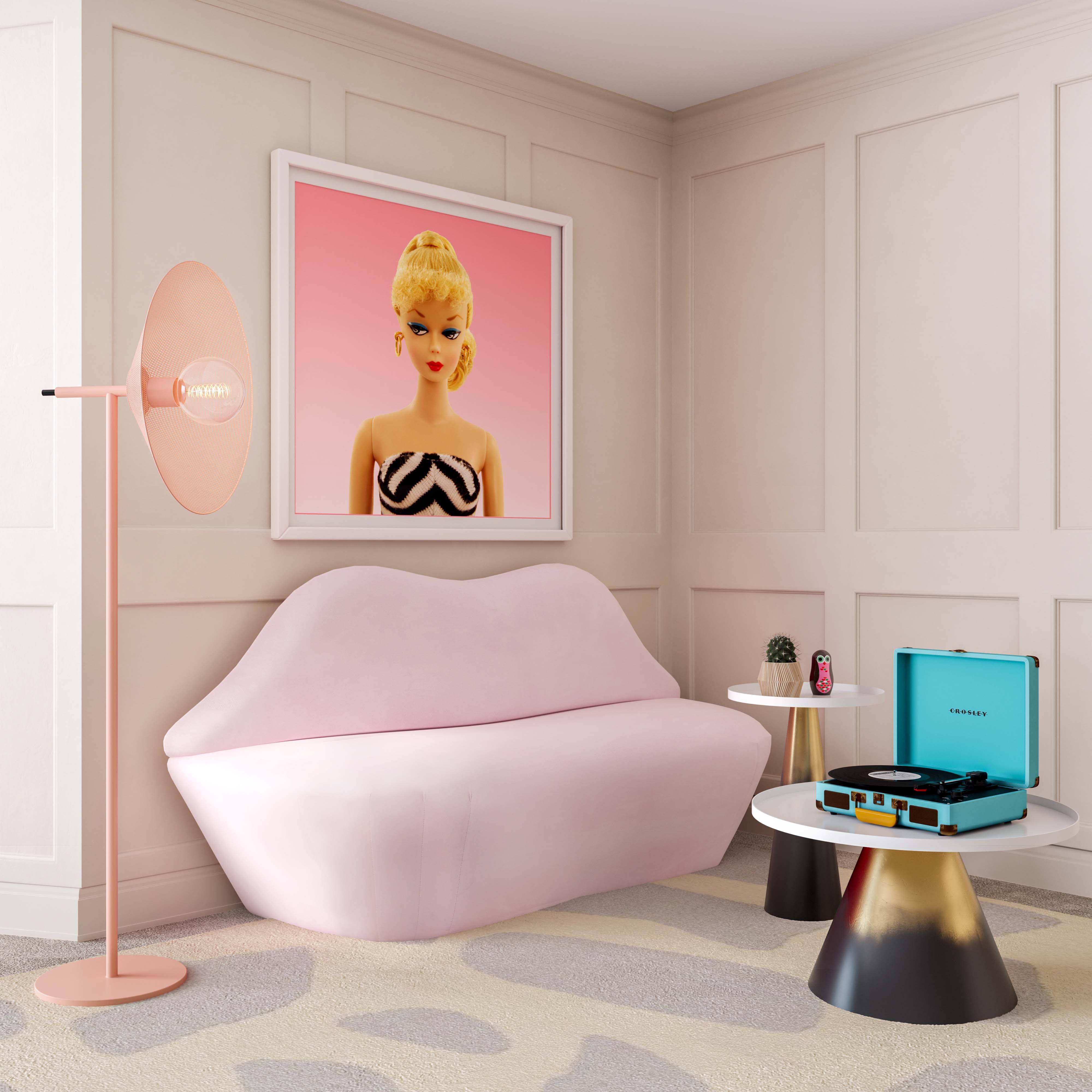 Lips Blush Velvet Settee