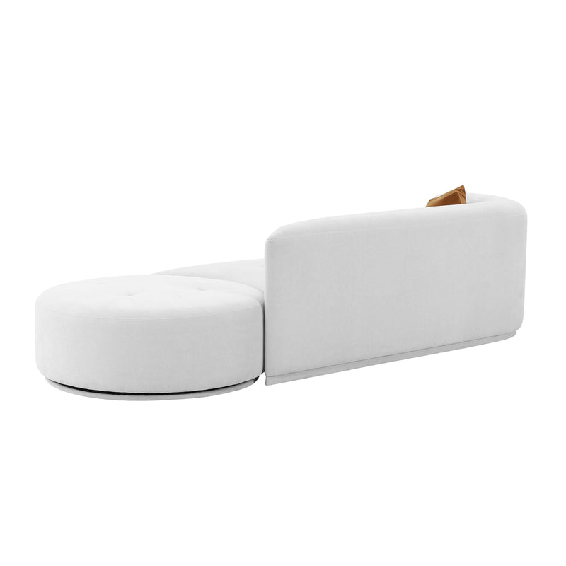 Fickle Grey Velvet 2-Piece Chaise Modular LAF Sofa