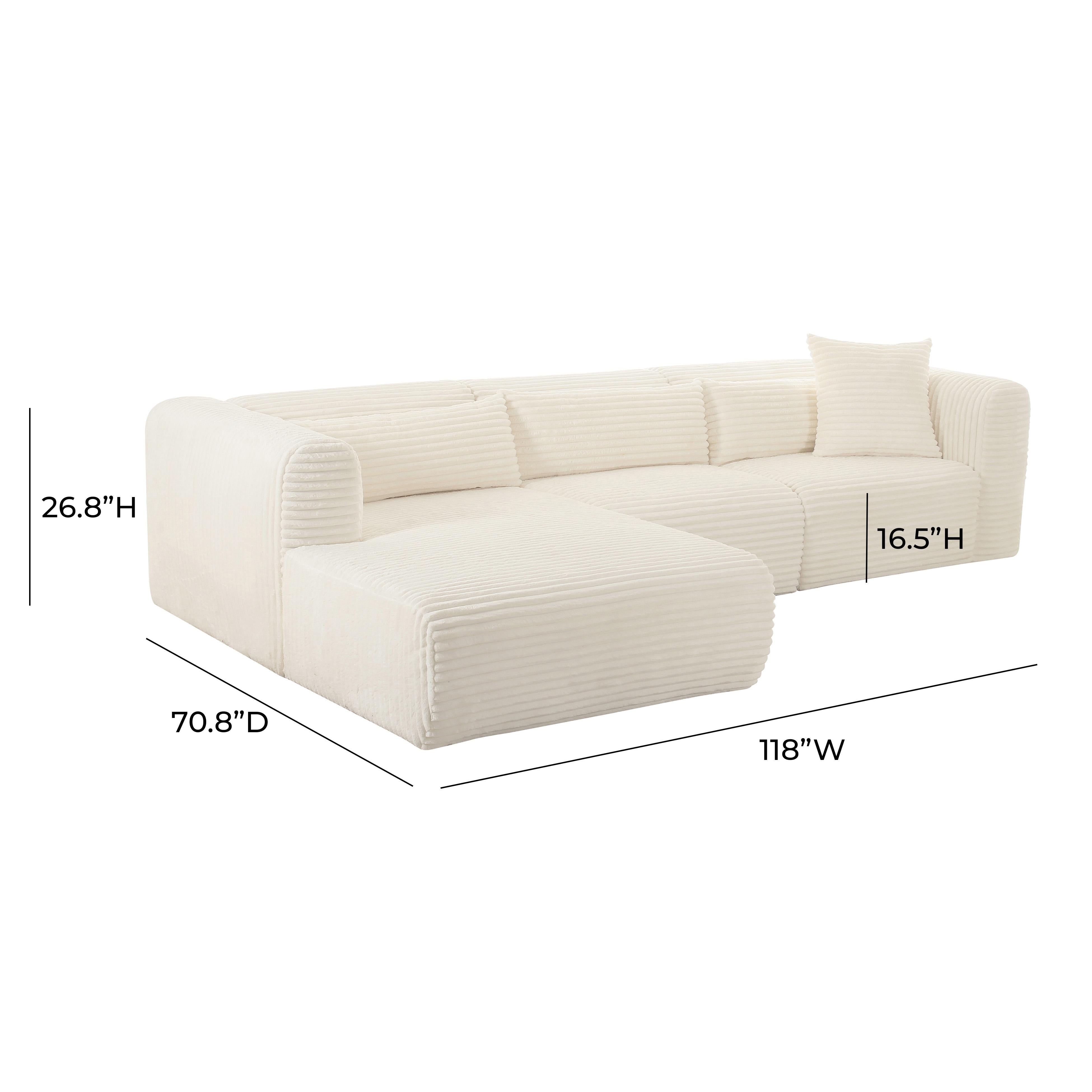 Tarra Fluffy Oversized Cream Corduroy Modular LAF Sectional - UK