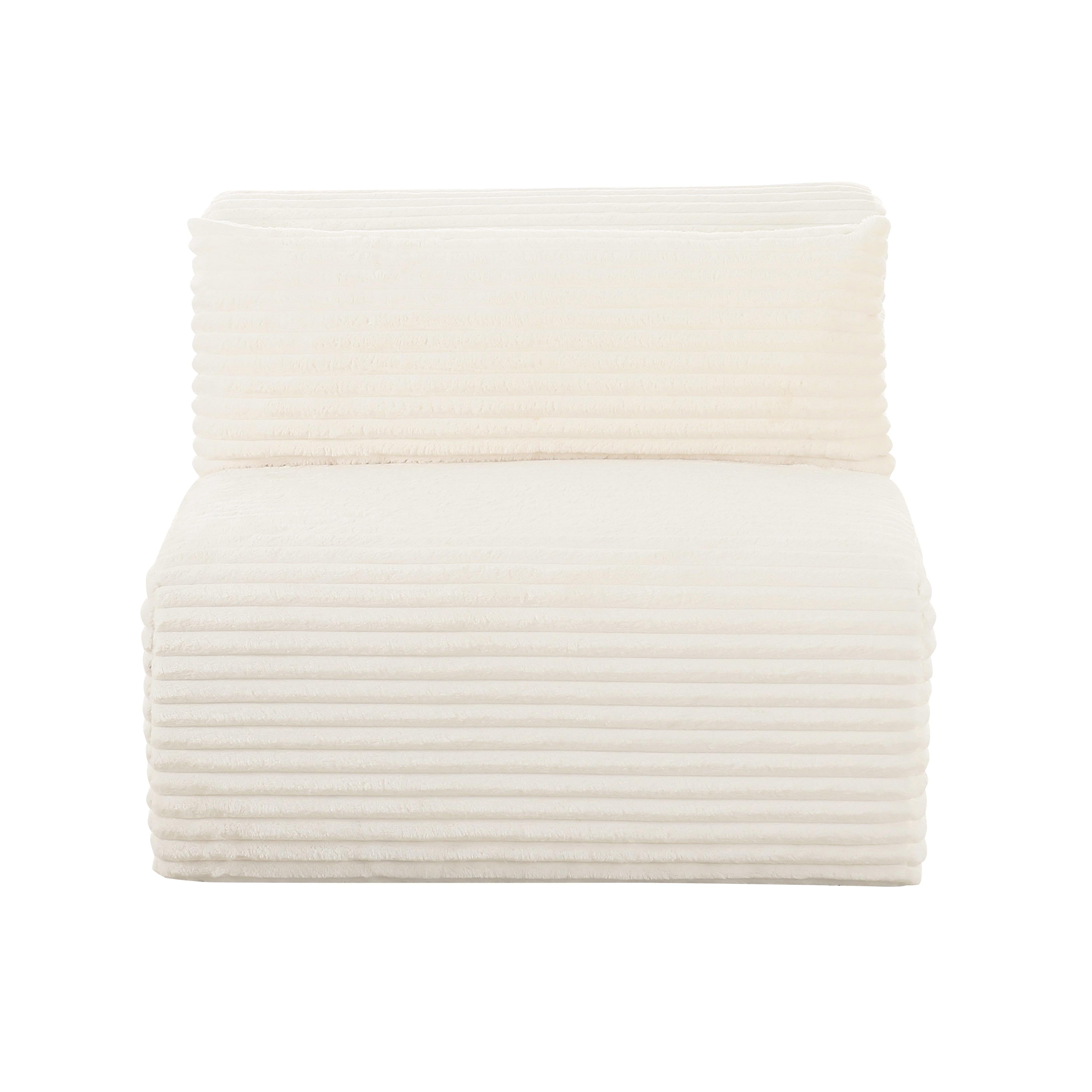 Tarra Fluffy Oversized Cream Corduroy Modular Armless Chair - UK