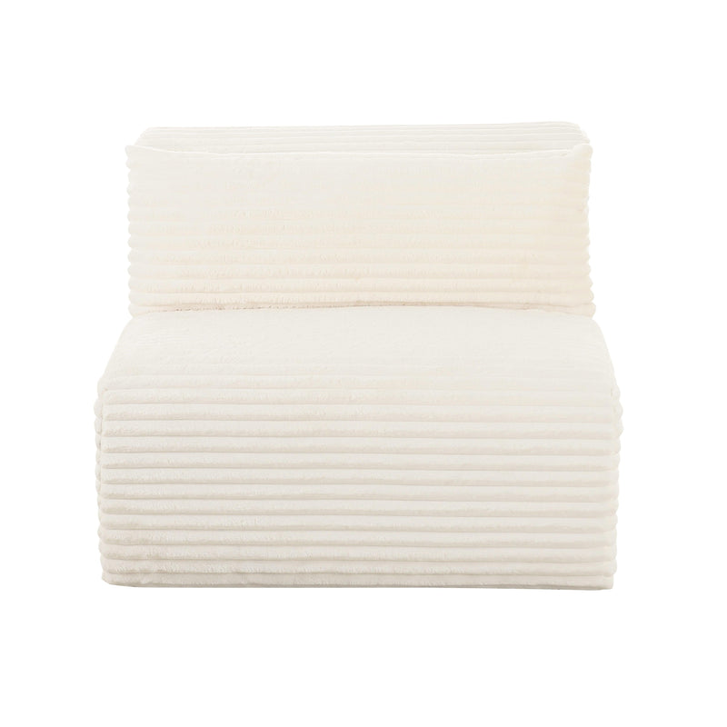 Tarra Fluffy Oversized Cream Corduroy Modular Armless Chair - UK