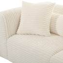 Tarra Fluffy Oversized Cream Corduroy Modular Loveseat