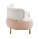 Tischa Cream Boucle & Blush Velvet Sofa