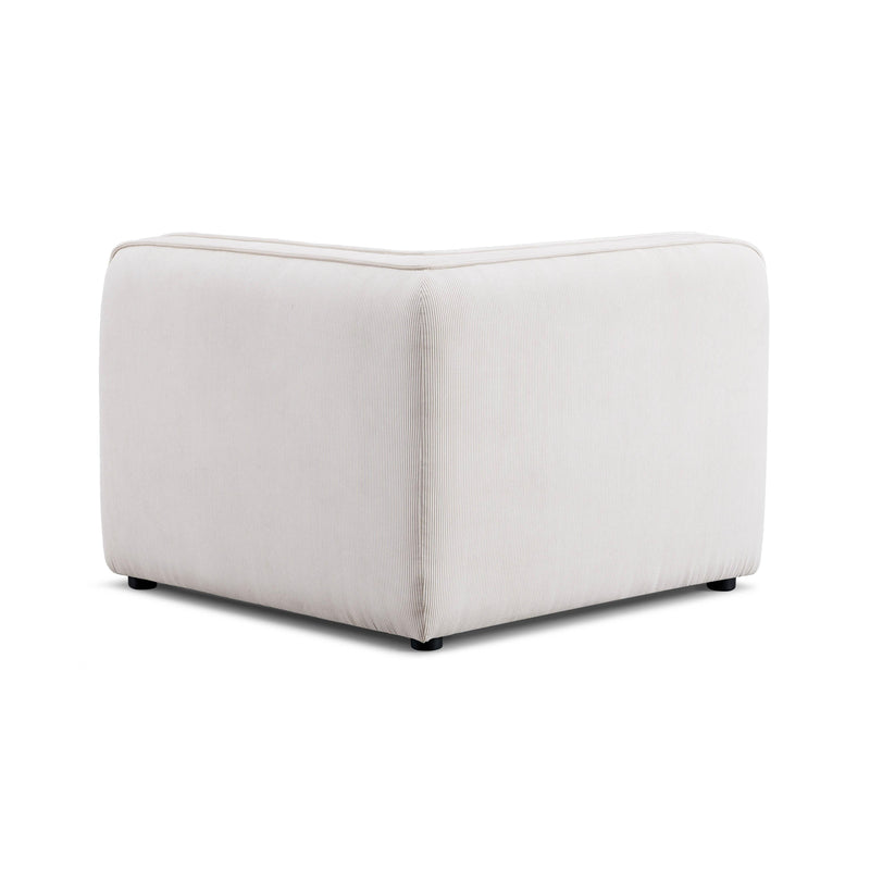 Travie White Sand Performance Corduroy Velvet Corner Chair