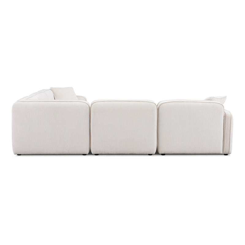 Travie White Sand Performance Corduroy Velvet Modular L-Sectional