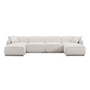 Travie White Sand Performance Corduroy Velvet 6-Piece Modular U-Sectional