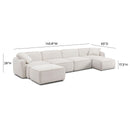 Travie White Sand Performance Corduroy Velvet 6-Piece Modular U-Sectional