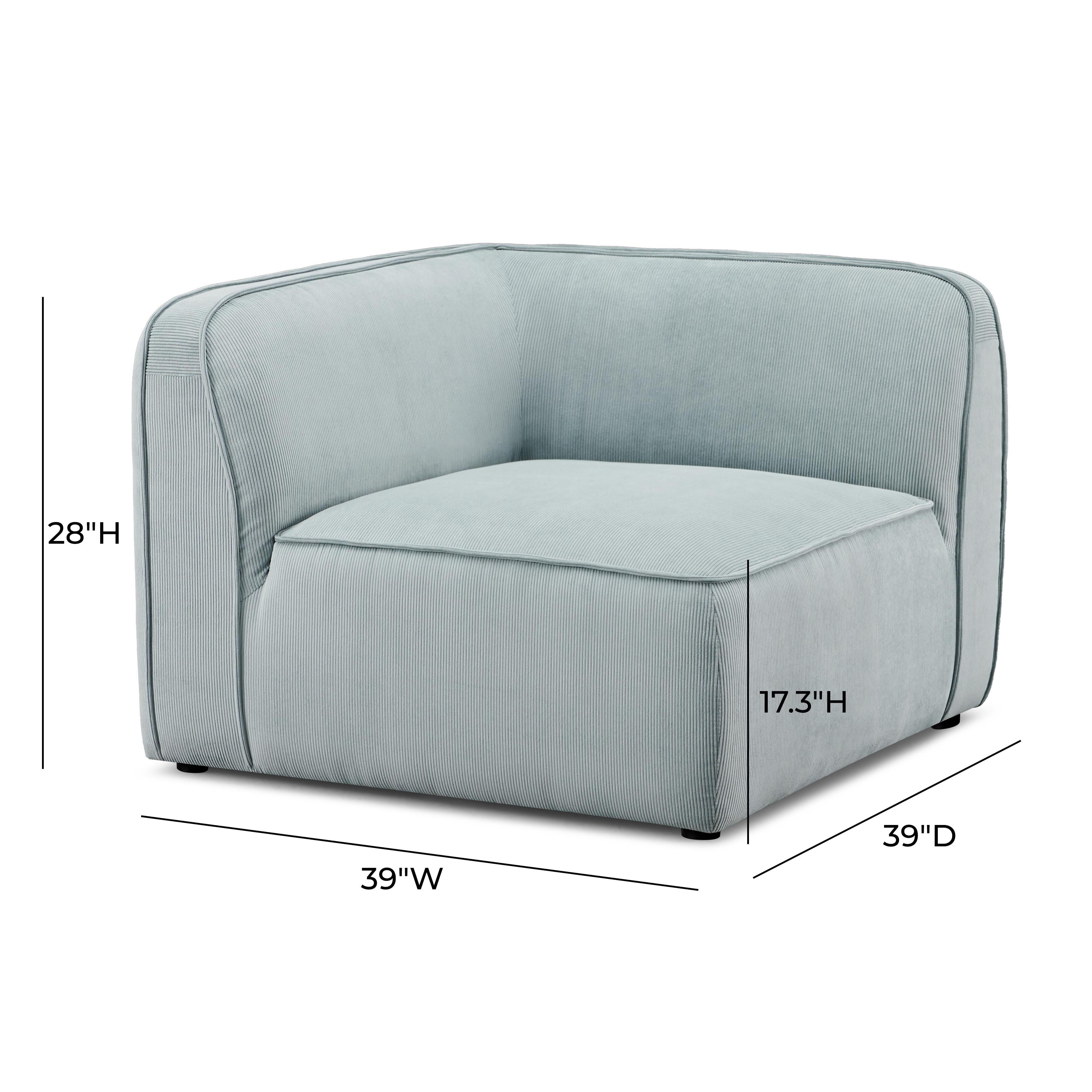 Travie Sea Foam Performance Corduroy Velvet Corner Chair