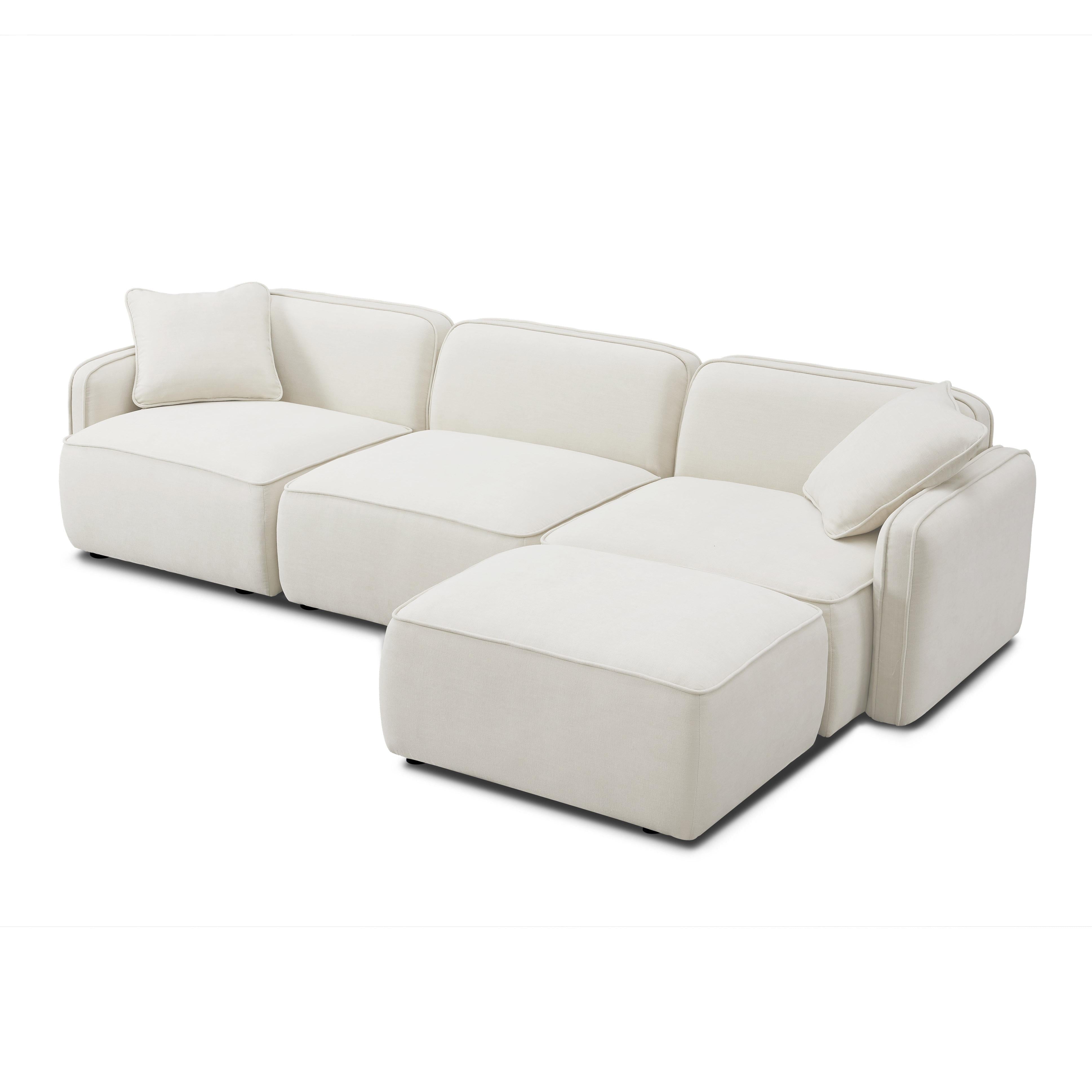 Travie Sand Upcycled Linen 4-Piece Modular Sectional