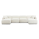 Travie Sand Upcycled Linen 6-Piece Modular U-Sectional
