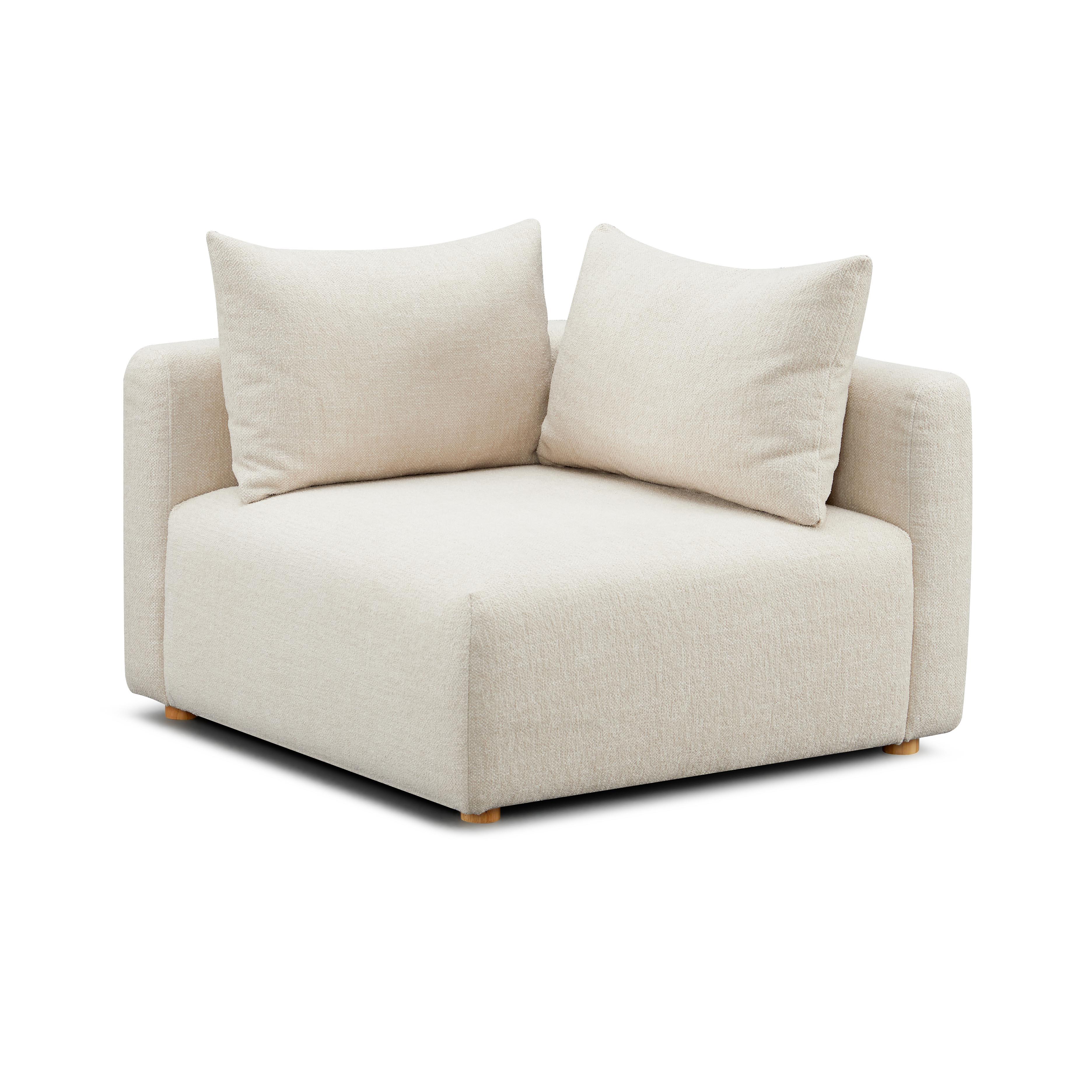 Hangover Cream Heavy Textured Fabric Modular Corner Chair