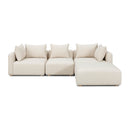 Hangover Cream Heavy Textured Fabric 4-Piece Modular Sectional