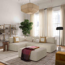 Hangover Cream Heavy Textured Fabric 4-Piece Modular Chaise Sectional