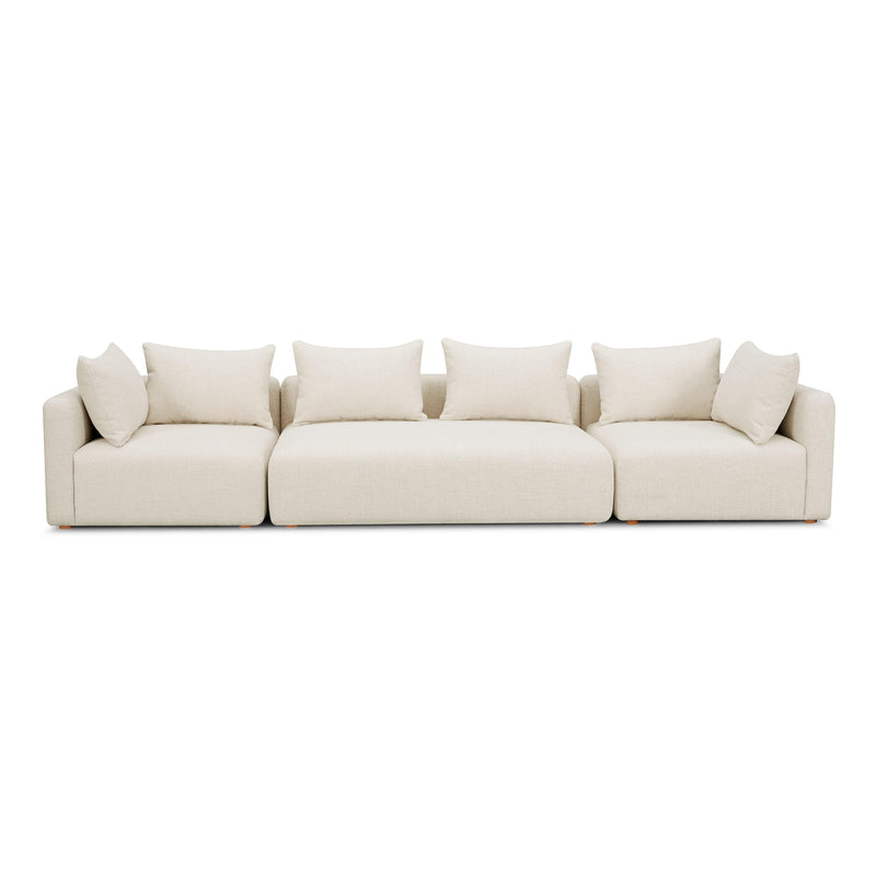Hangover Cream Heavy Textured Fabric 145" Long Sofa