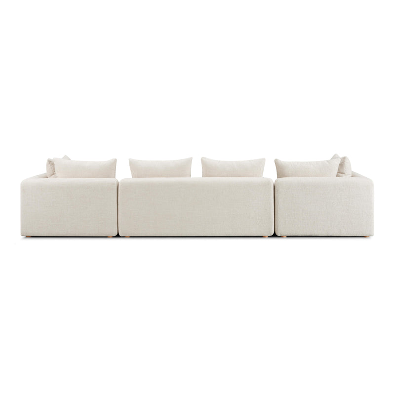 Hangover Cream Heavy Textured Fabric 145" Long Sofa
