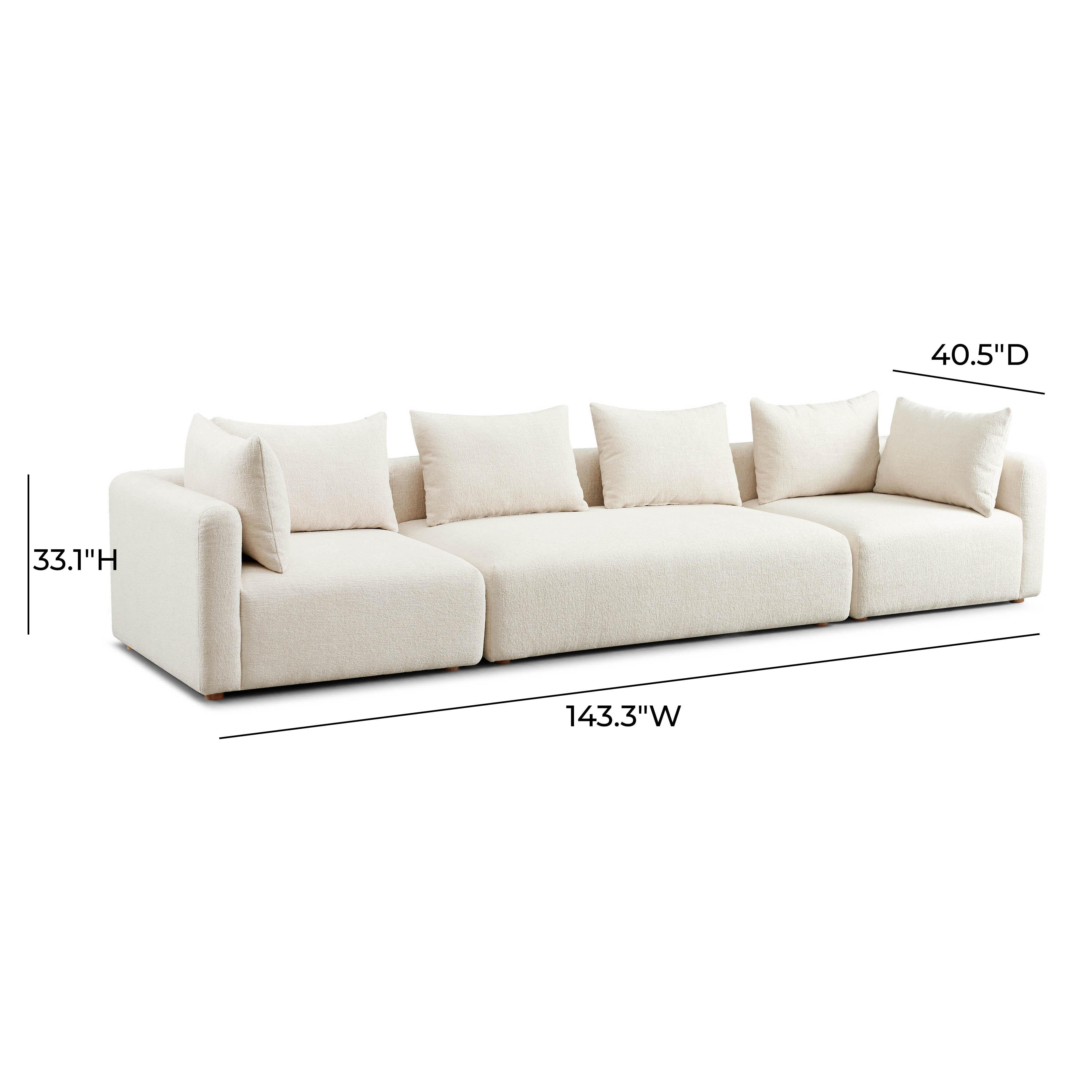 Hangover Cream Heavy Textured Fabric 145" Long Sofa
