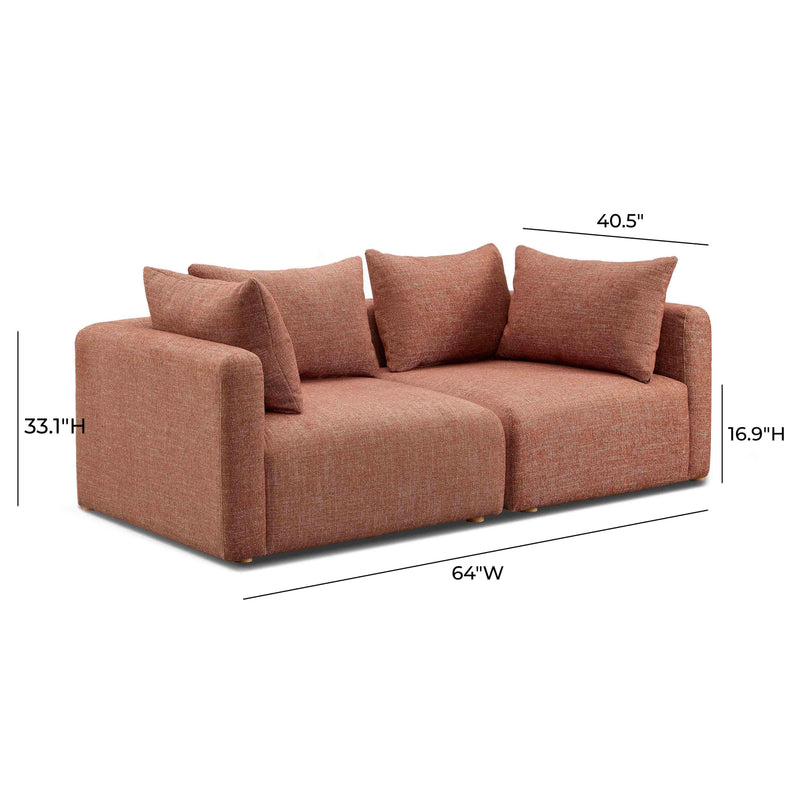 Hangover Sedona Red Textured Fabric Loveseat