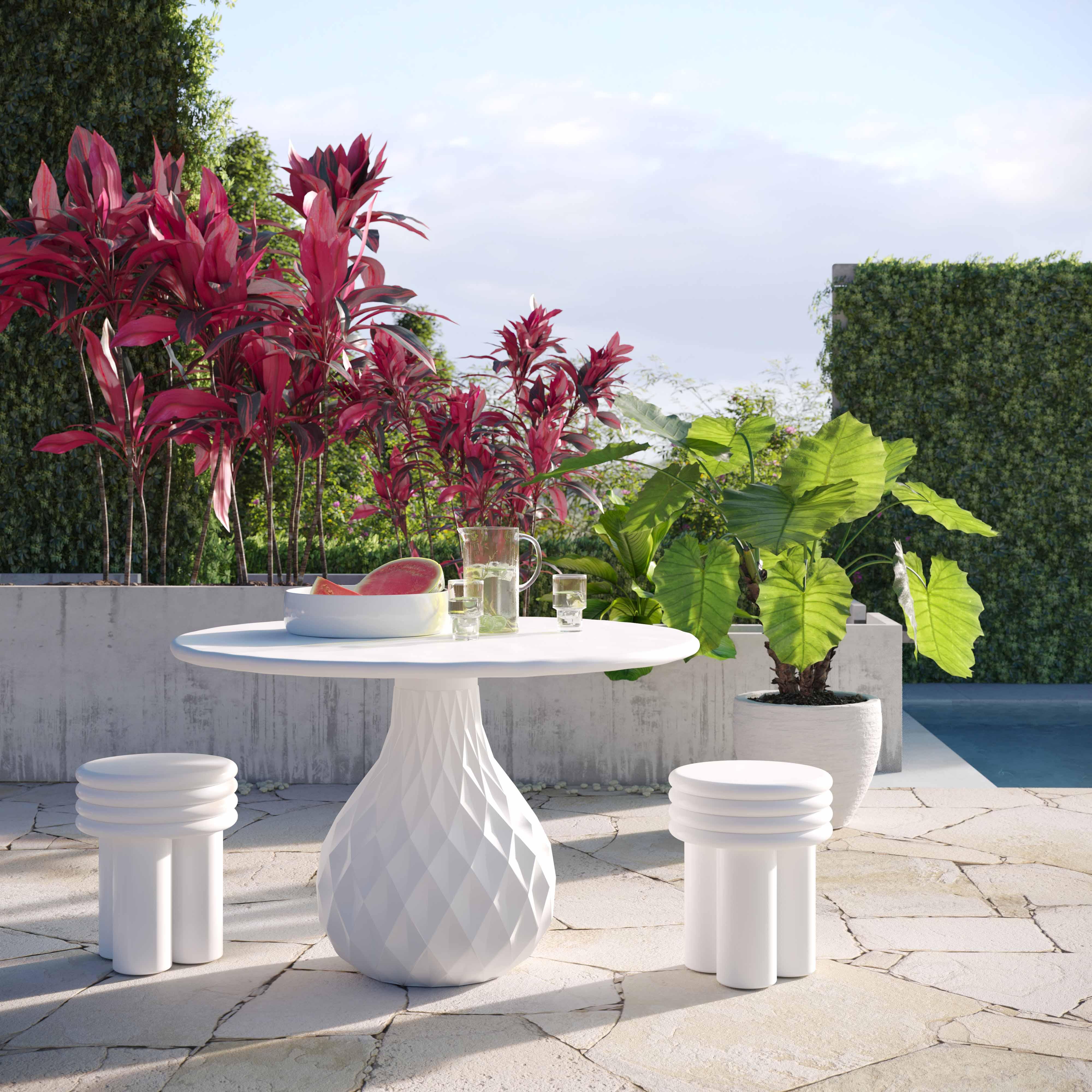 Tulum Ivory Concrete Dining Table - UK