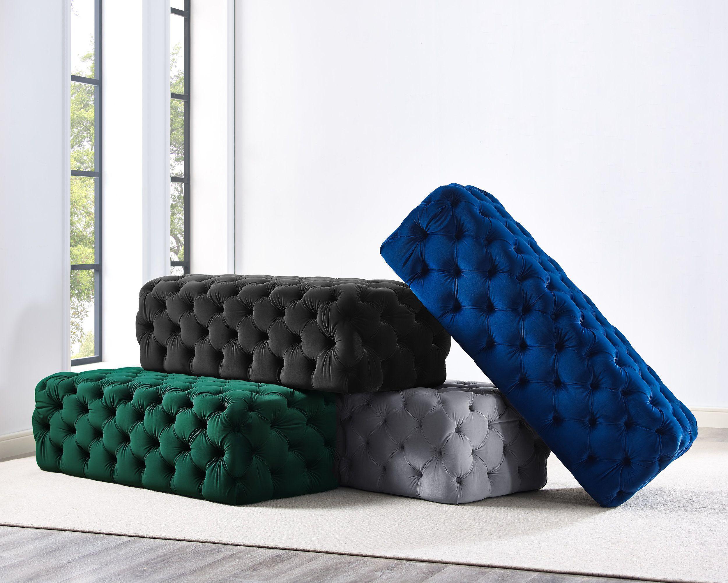 Kaylee Grey Velvet Ottoman