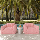 Saint Tropez Pearl and Red Striped Stuffed Outdoor Armchair - UK