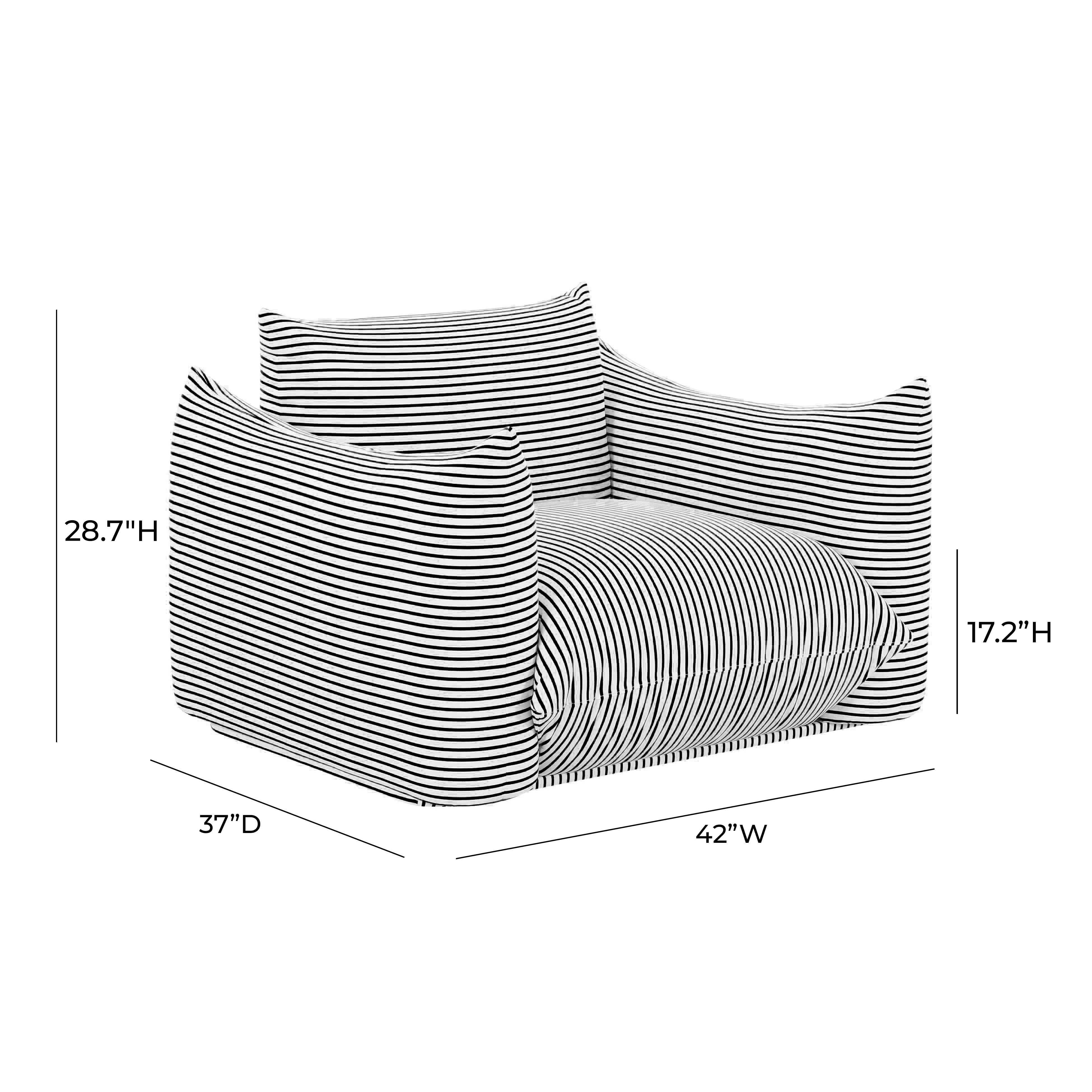 Saint Tropez Pearl and Black Striped Stuffed Outdoor Armchair - UK