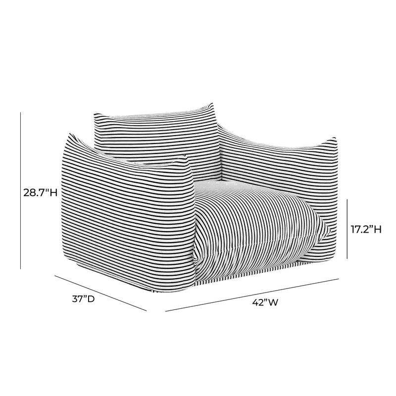 Saint Tropez Pearl and Black Striped Stuffed Outdoor Armchair - UK