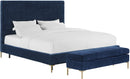 Delilah Navy Textured Velvet Bench