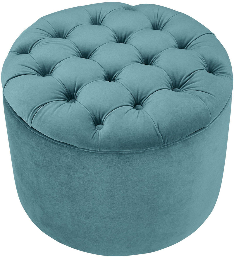 Queen Sea Blue Velvet Storage Ottoman - UK